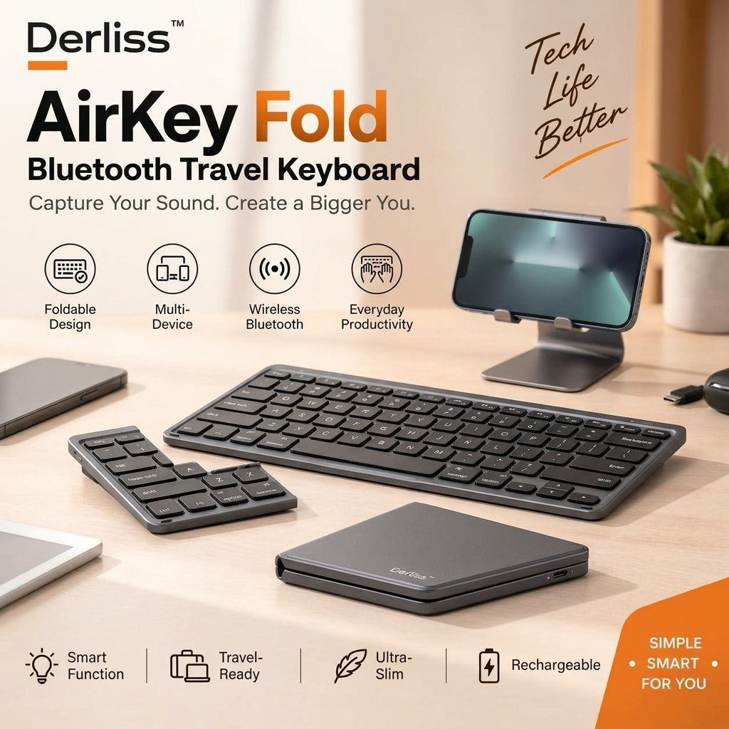 Derliss™ AirKey Fold Bluetooth Travel Keyboard