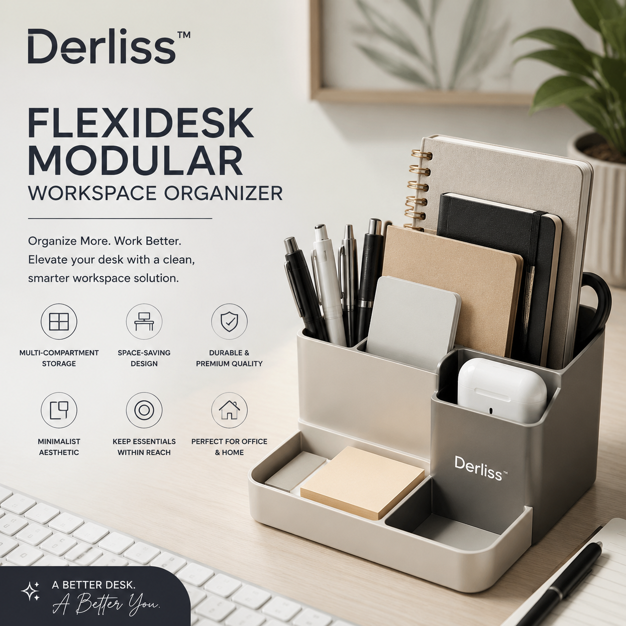 Derliss™ FlexiDesk Modular Workspace Organizer
