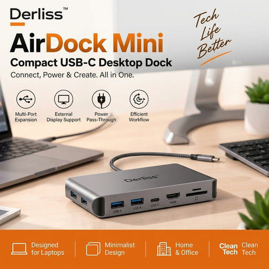 Derliss™ AirDock Mini USB-C Desktop Dock