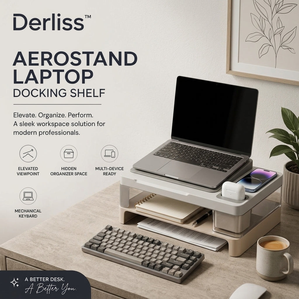 Derliss™ AeroStand Laptop Docking Shelf