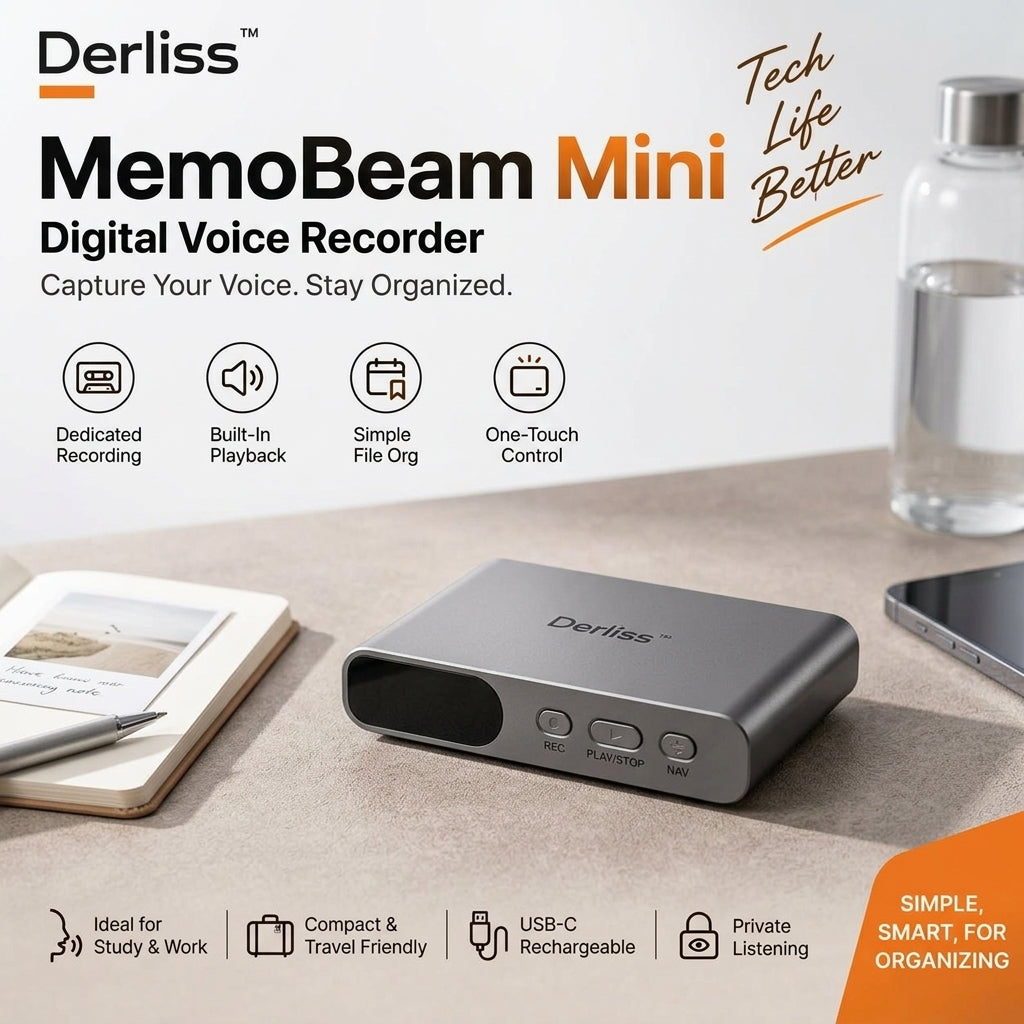 Derliss™ MemoBeam Mini Digital Voice Recorder